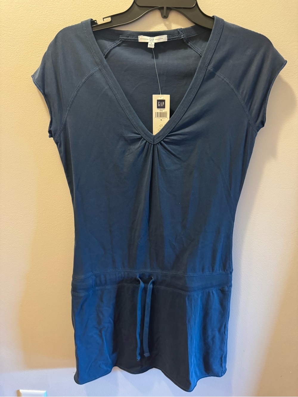 GAP Women's Navy Blue V-Neck Drawstring Dress Sz Small. NWT